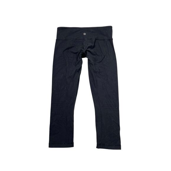 Lululemon Wunder Under Crop Mid Rise Leggings 21.5" Inseam Black Womens 6 - Picture 4 of 7